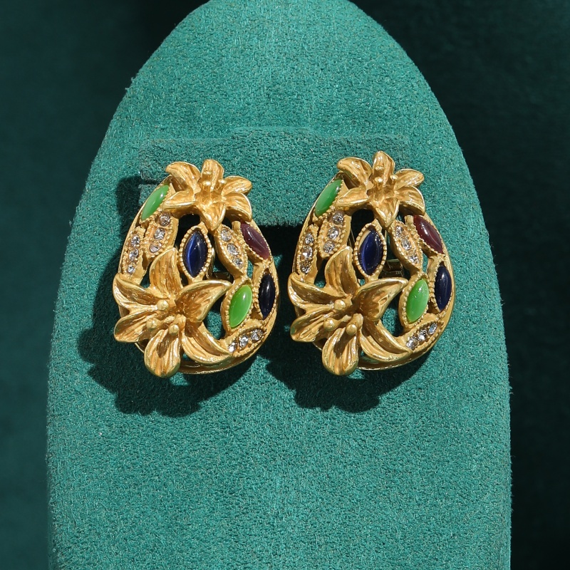 Vintage Fashion Jewelry Brands - أقراط زجاجية ملونة عتيقة الطراز للنساء