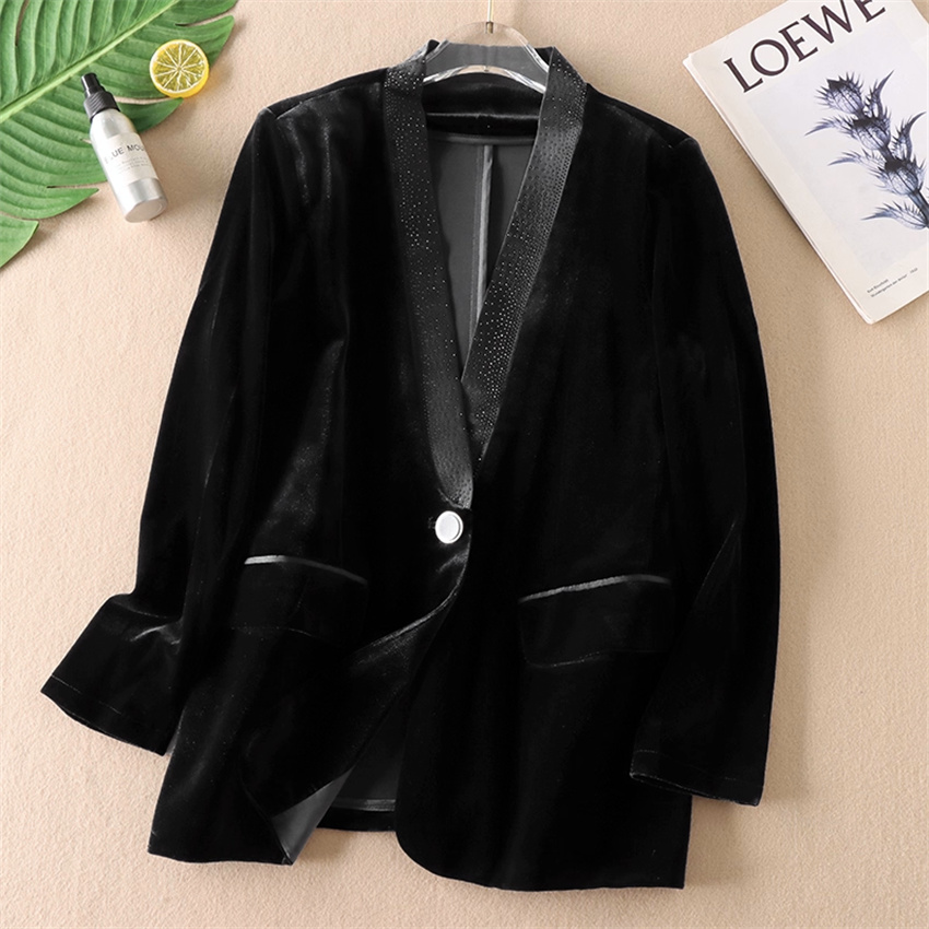 Velvet Blazer Vintage - الخريف الشتاء حجم كبير Vintage المرأة
