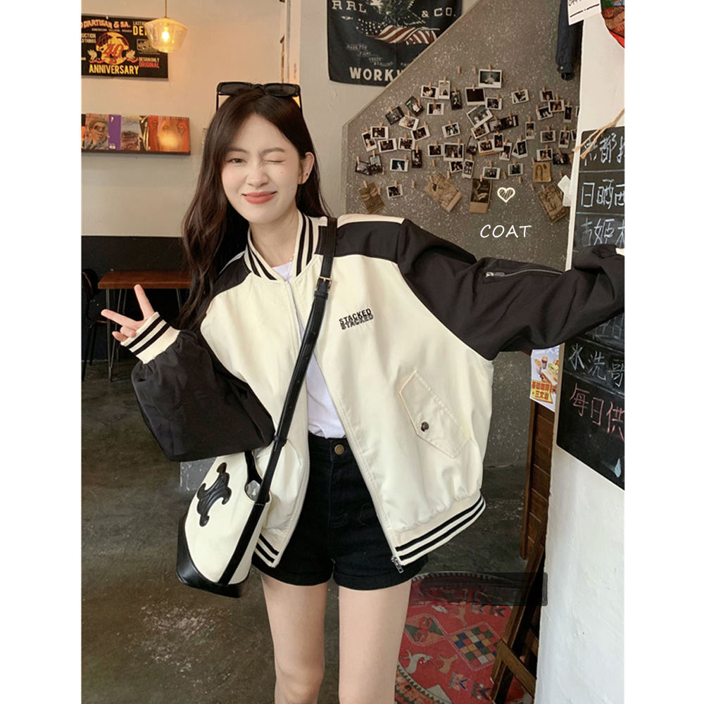 Varsity Jacket Wool - جاكيتات بيسبول نسائية بنفسجية للربيع، بتصميم