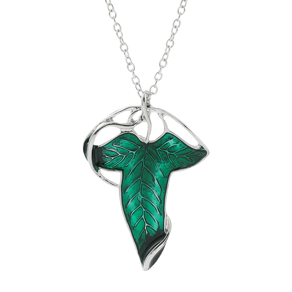 Vintage Urban Fashion - قلادة بتصميم ورقة خضراء عتيقة، سلسلة