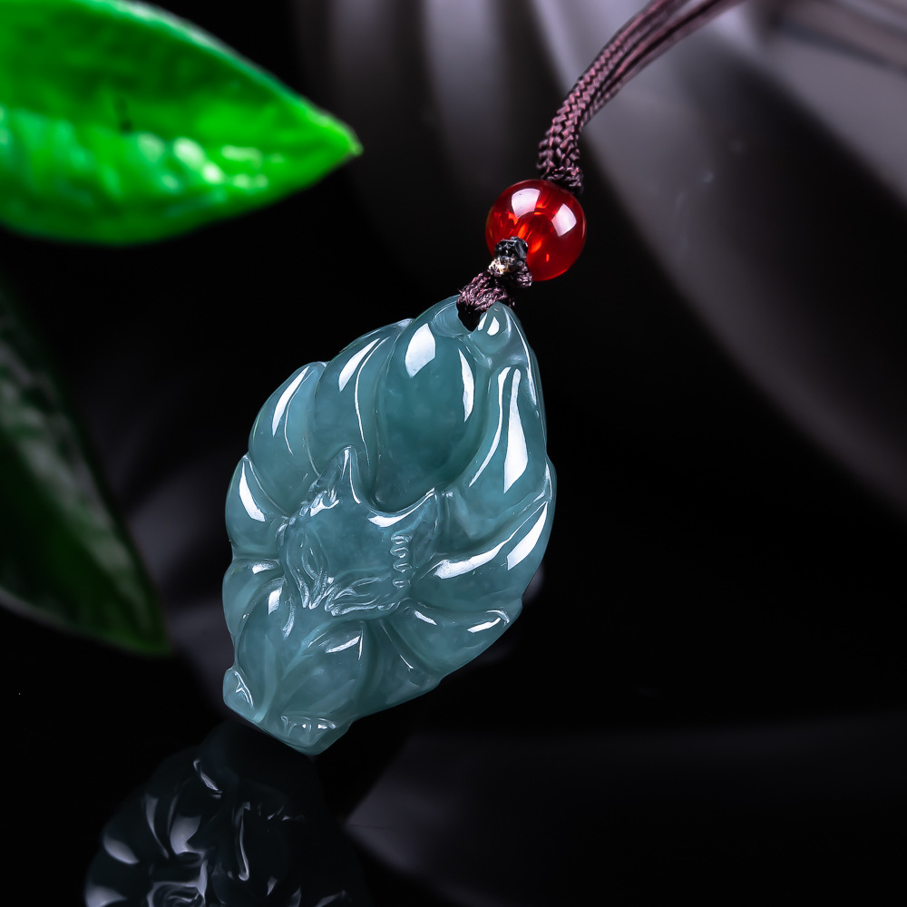 Vintage Fashion Necklace - قلادة ثعلب من اليشم البورمي الطبيعي،