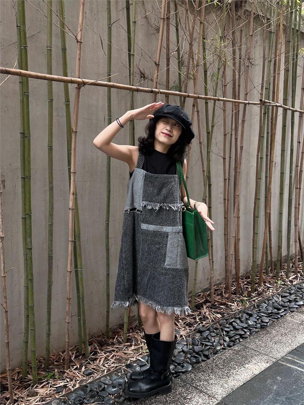 Denim Skirt Midi Vintage - فستان دينيم قصير الأكمام بتصميم صحراوي