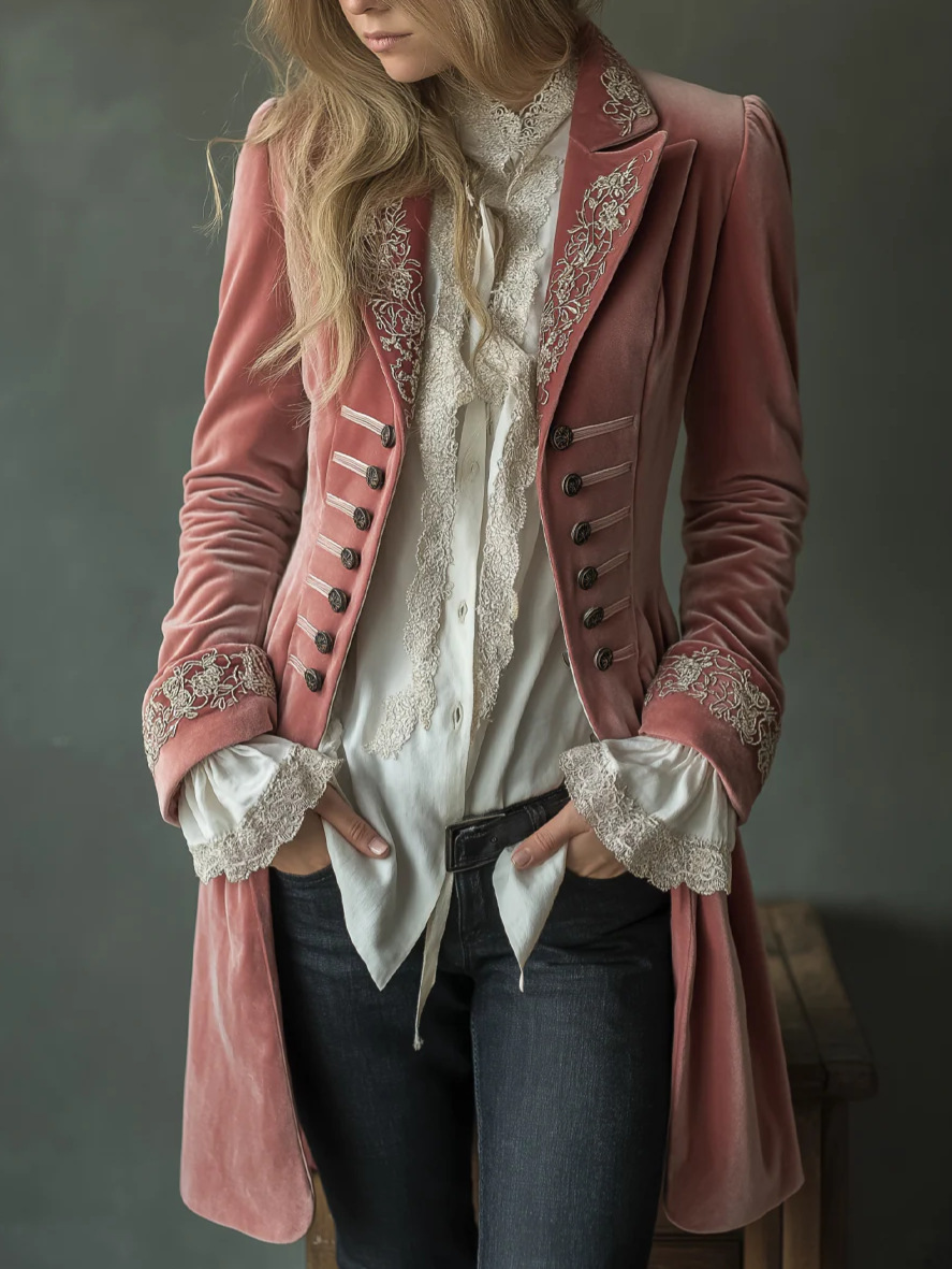 Velvet Blazer Vintage - جاكيت بليزر مخملي أنيق وعصري للنساء،