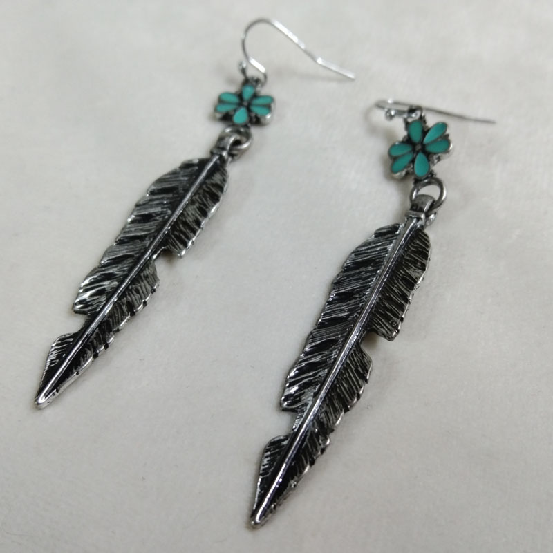 Vintage Fashion Jewelry Brands - العتيقة الفضة ريشة انخفاض الأقراط خمر