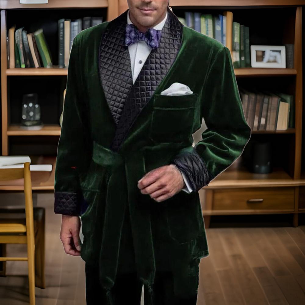 Velvet Blazer Vintage - سترات بدلة تدخين مخملية خضراء للرجال