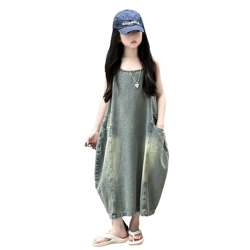 Vintage Fashion Outfit - فستان كلاسيكي أزرق للأطفال البنات عالي