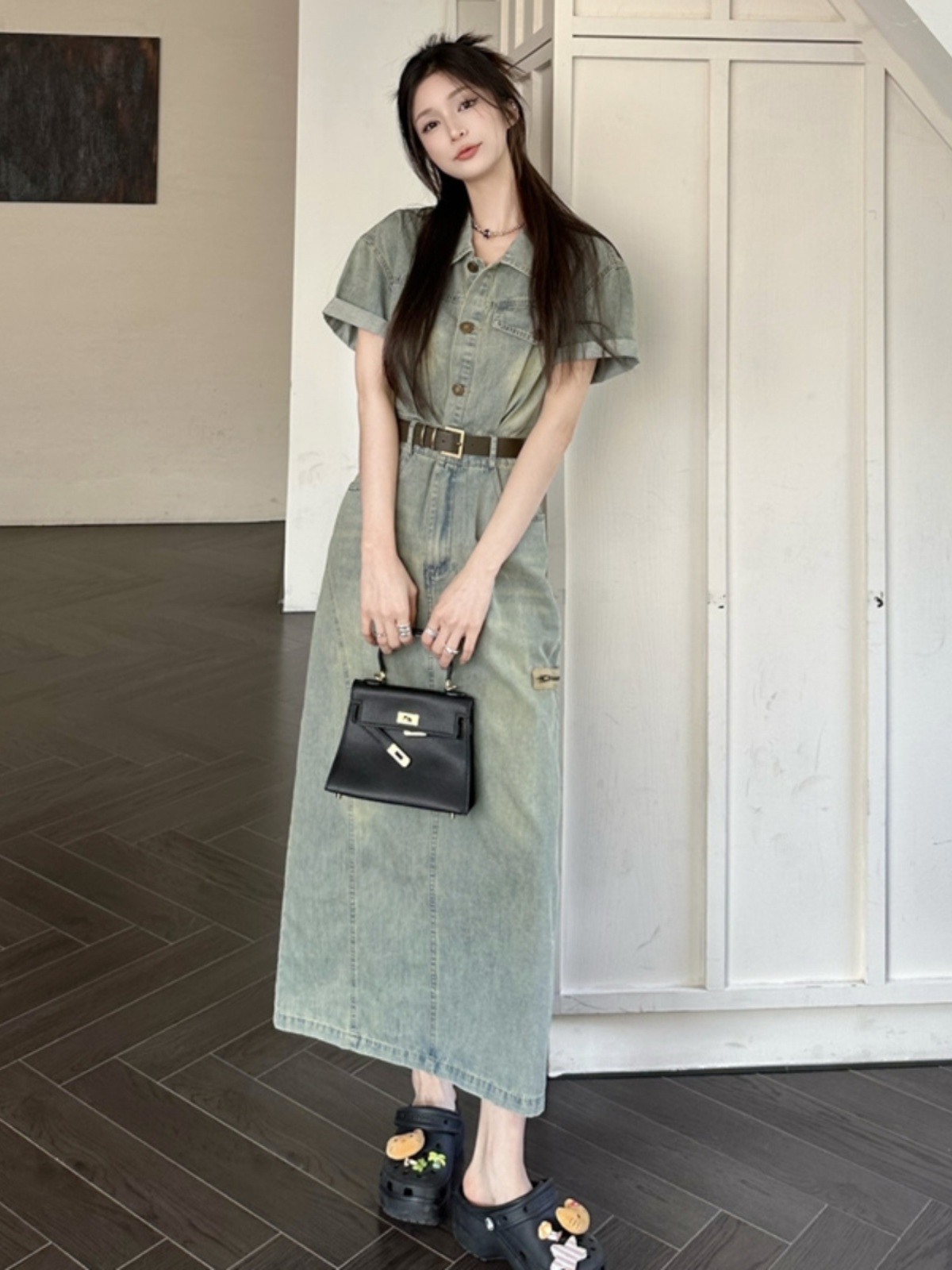 Denim Skirt Midi Vintage - فستان دينيم أمريكي الطراز بمقاسات كبيرة