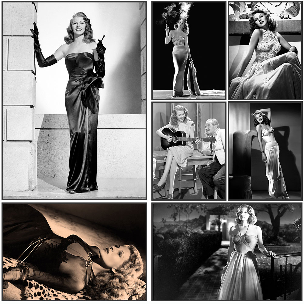 Vintage Fashion Photography - ملصق ريتا هايورث، أبيض وأسود، طباعة