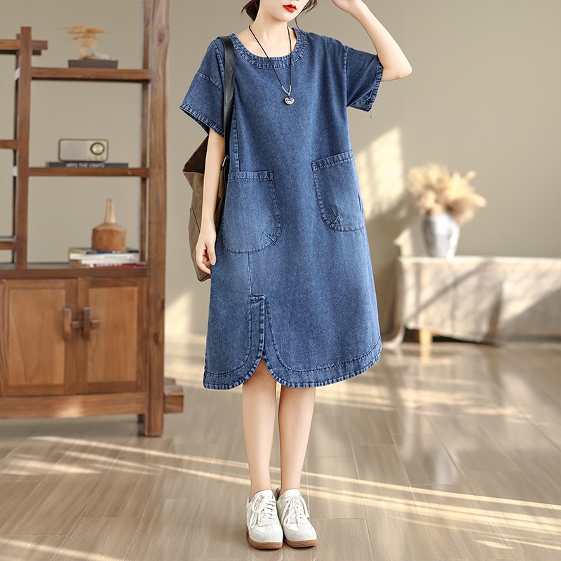 فستان ميدي فاخر بمقاسات كبيرة، - مراجعة Denim Skirt Midi Vintage وسعره