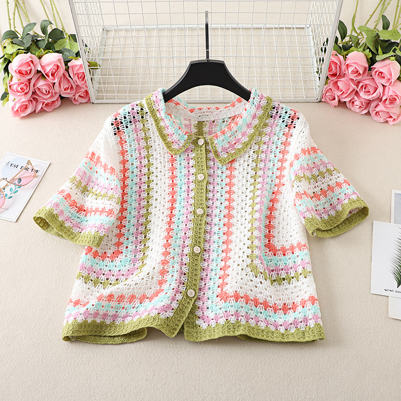 قميص كروشيه بأزرار للنساء، بلو - مراجعة Crochet Top Boho وسعره