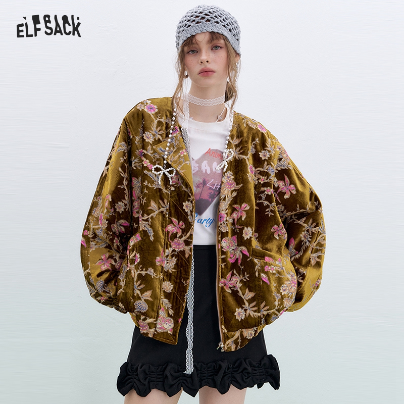 سترة ELFSACK المخملية الذهبية  - مراجعة Velvet Blazer Vintage وسعره