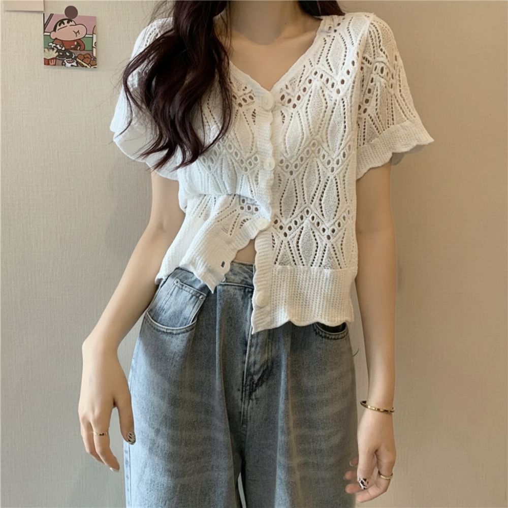 بلوزة نسائية أنيقة بياقة على ش - مراجعة Crochet Top Boho وسعره