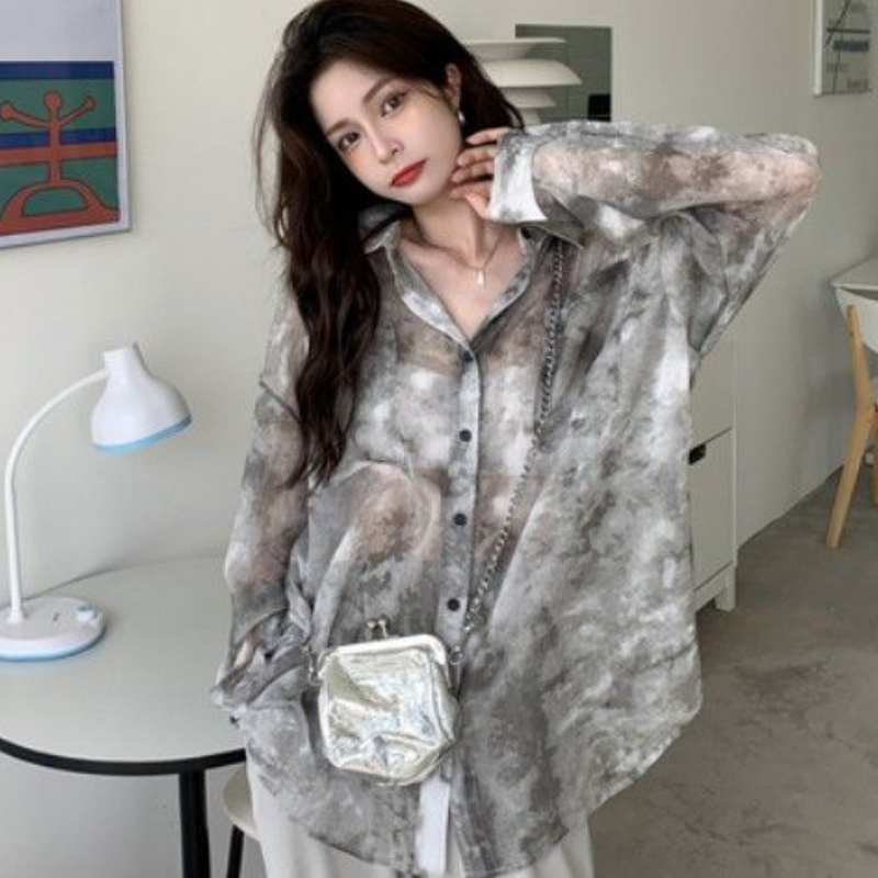 التعادل صبغ قمصان النساء فضفاض - مراجعة Vintage Fashion Style Female وسعره