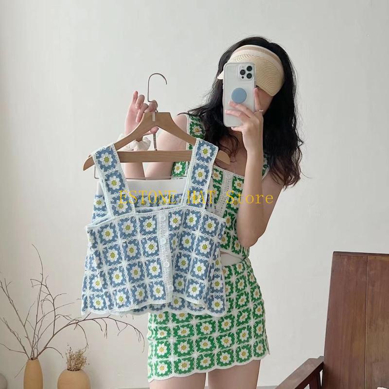 49MF طقم مكون من قطعتين تنورة  - مراجعة Crochet Top Boho وسعره
