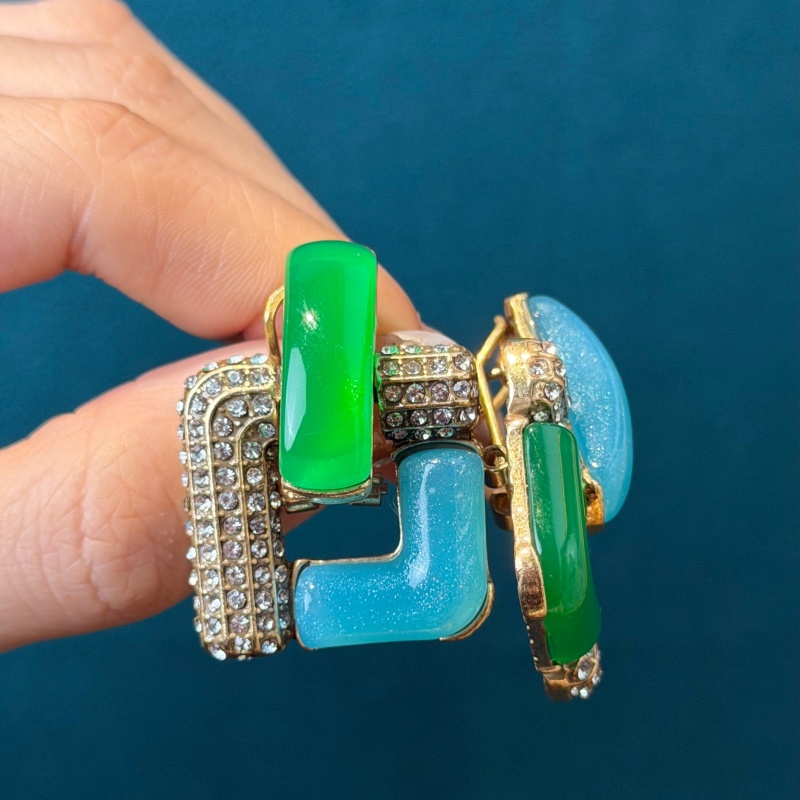 أقراط زجاجية زرقاء عتيقة بتصمي - مراجعة Vintage Fashion Jewelry Brands وسعره