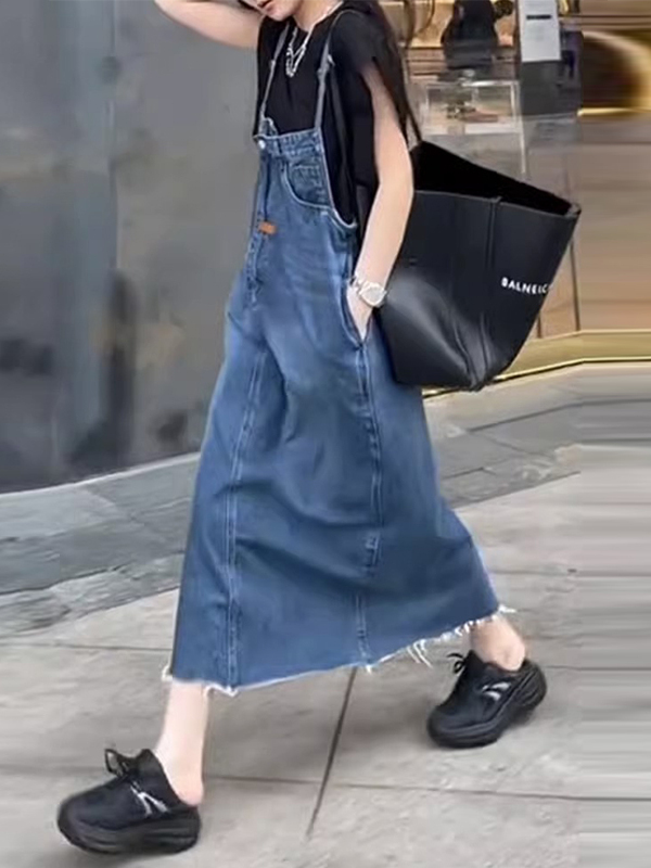 فستان أوفرول أمريكي كلاسيكي من - مراجعة Denim Skirt Midi Vintage وسعره