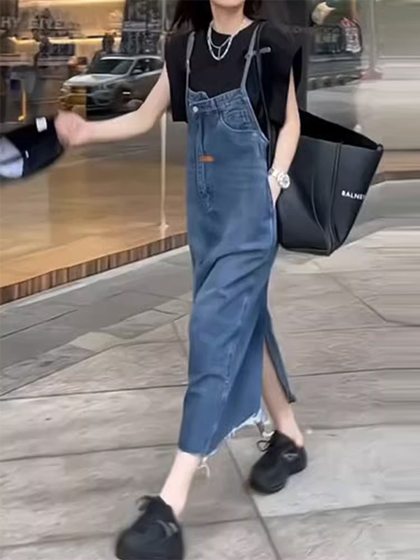 فستان أوفرول أمريكي كلاسيكي من - مراجعة Denim Skirt Midi Vintage وسعره