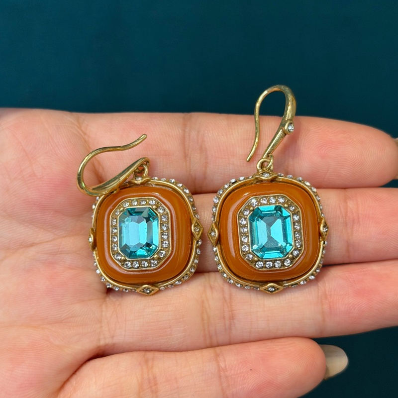 أقراط مربعة الشكل من الزجاج ال - مراجعة Vintage Fashion Jewelry Brands وسعره