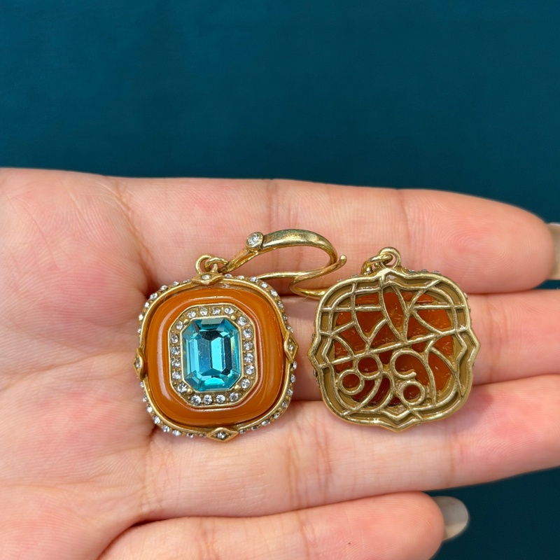 أقراط مربعة الشكل من الزجاج ال - مراجعة Vintage Fashion Jewelry Brands وسعره