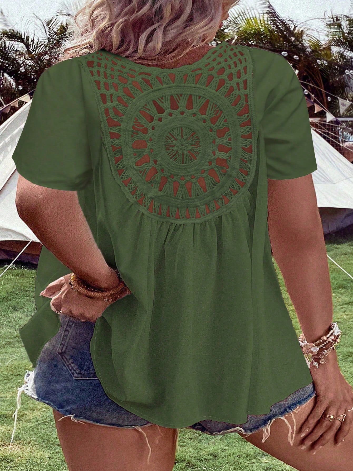 بلوزة نسائية بمقاسات كبيرة بظه - مراجعة Crochet Top Boho وسعره