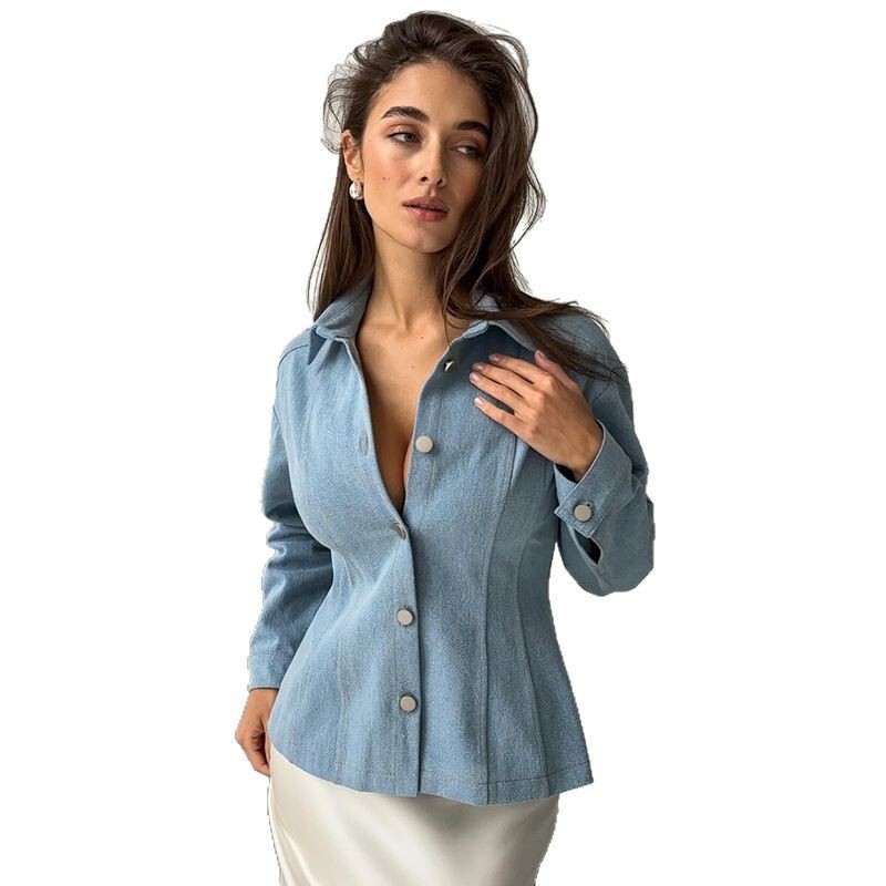 قميص جينز نسائي كلاسيكي من كي  - مراجعة Vintage Fashion Women وسعره