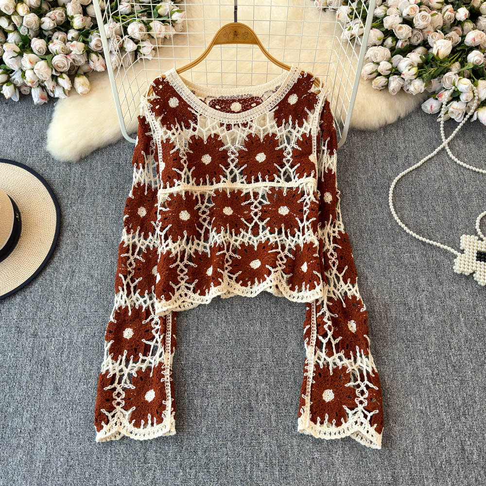 بلوزة كروشيه نسائية بنقشة زهور - مراجعة Crochet Top Boho وسعره