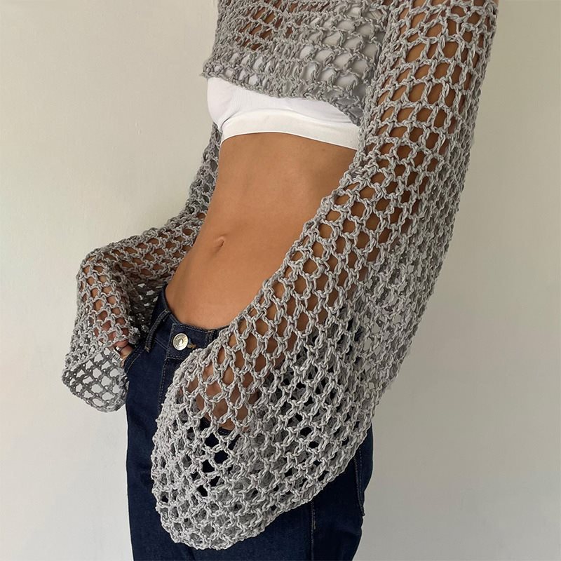 بلوزة كروشيه بأكمام طويلة صيفي - مراجعة Crochet Top Boho وسعره