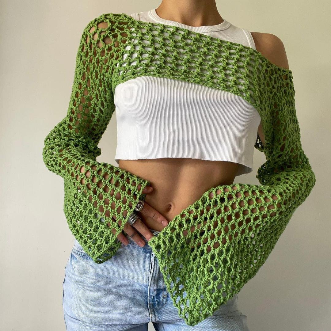 بلوزة كروشيه بأكمام طويلة صيفي - مراجعة Crochet Top Boho وسعره