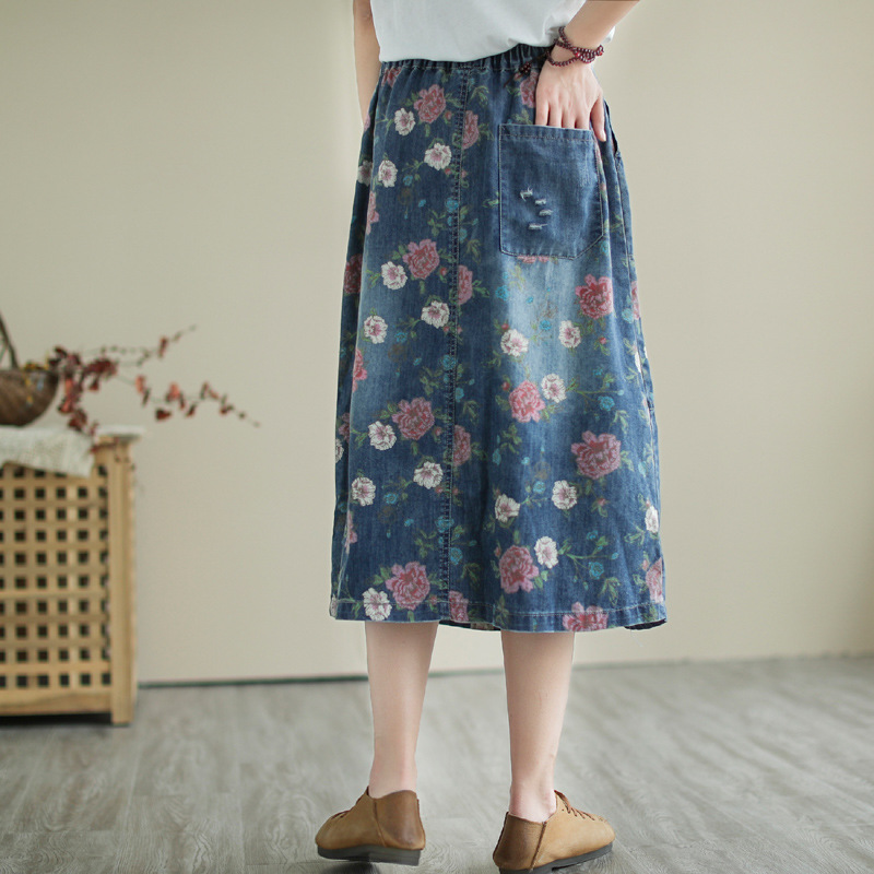 اليابانية خمر موري فتاة زهرة ط - مراجعة Denim Skirt Midi Vintage وسعره