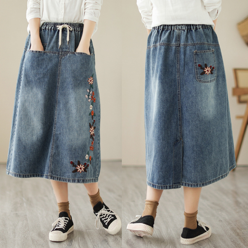 اليابانية خمر موري فتاة زهرة ط - مراجعة Denim Skirt Midi Vintage وسعره