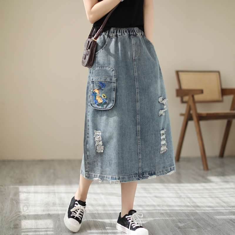 اليابانية خمر موري فتاة زهرة ط - مراجعة Denim Skirt Midi Vintage وسعره