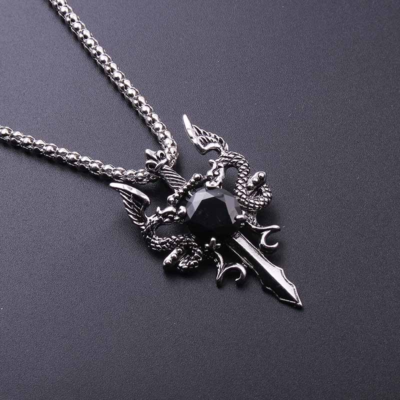 قلادة صليب بحجر أسود على شكل ت - مراجعة Vintage Fashion Necklace وسعره