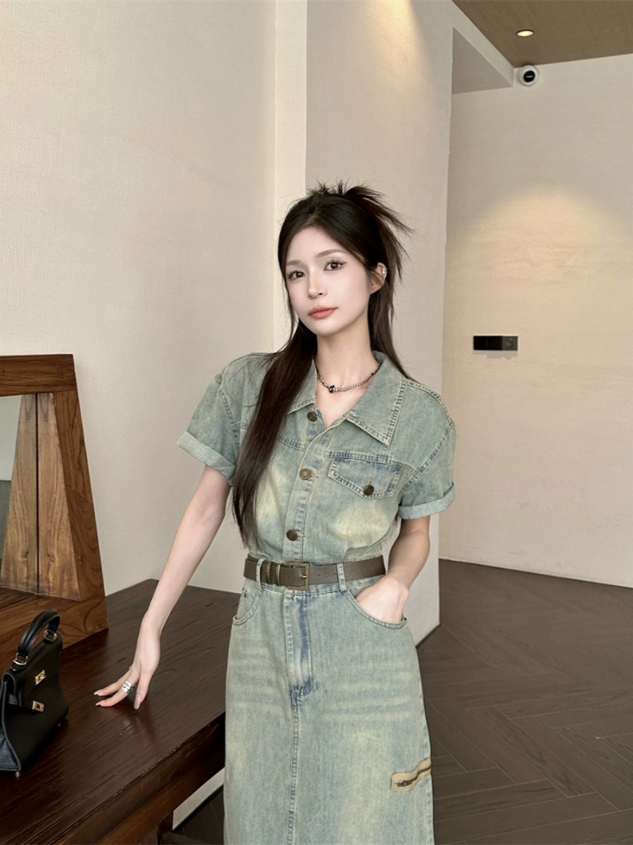 فستان دينيم أمريكي الطراز بمقا - مراجعة Denim Skirt Midi Vintage وسعره