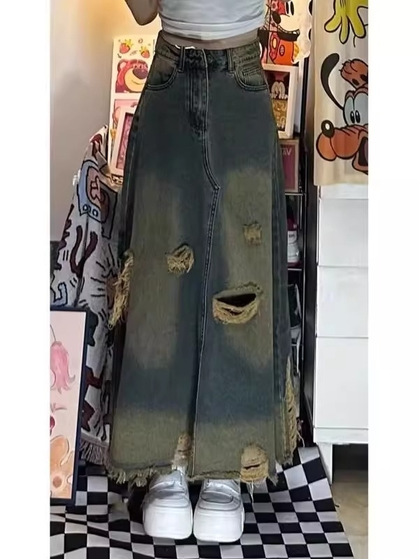 تنورة جينز نسائية بخصر مرتفع و - مراجعة Denim Skirt Midi Vintage وسعره
