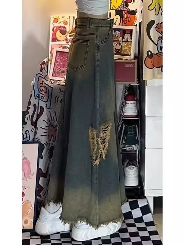 تنورة جينز نسائية بخصر مرتفع و - مراجعة Denim Skirt Midi Vintage وسعره