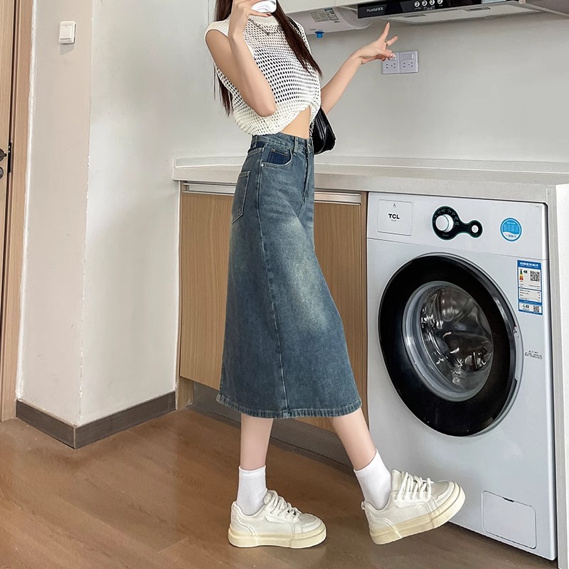 تنورة جينز نسائية جديدة لفصلي  - مراجعة Denim Skirt Midi Vintage وسعره